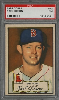 1952 Topps #72 Karl Olson, Red Back - PSA NM 7